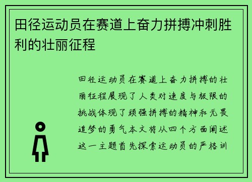 田径运动员在赛道上奋力拼搏冲刺胜利的壮丽征程