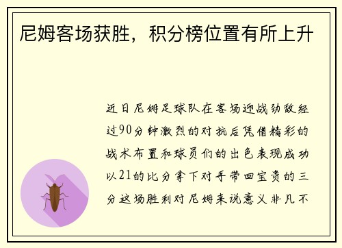 尼姆客场获胜，积分榜位置有所上升